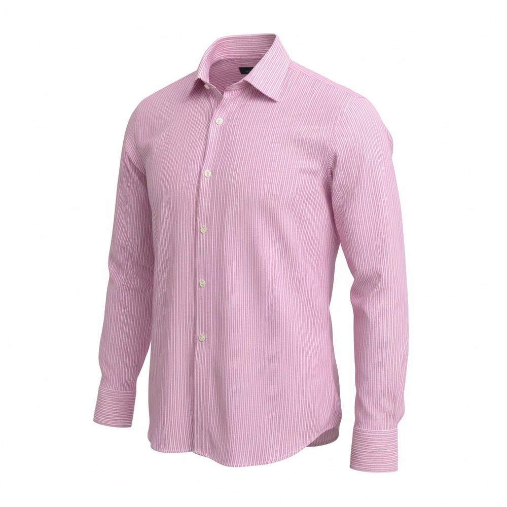 Hugo Boss Button up Shirt Mens Large Micro Striped Slim Fit Cotton Baumwolle